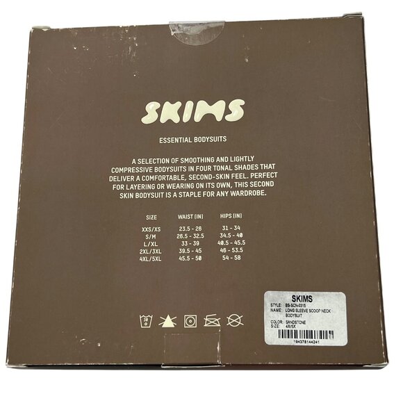 SKIMS Essential Long Sleeve Scoop Bodysuit Sandstone 4X/5X - Picture 7 of 10
